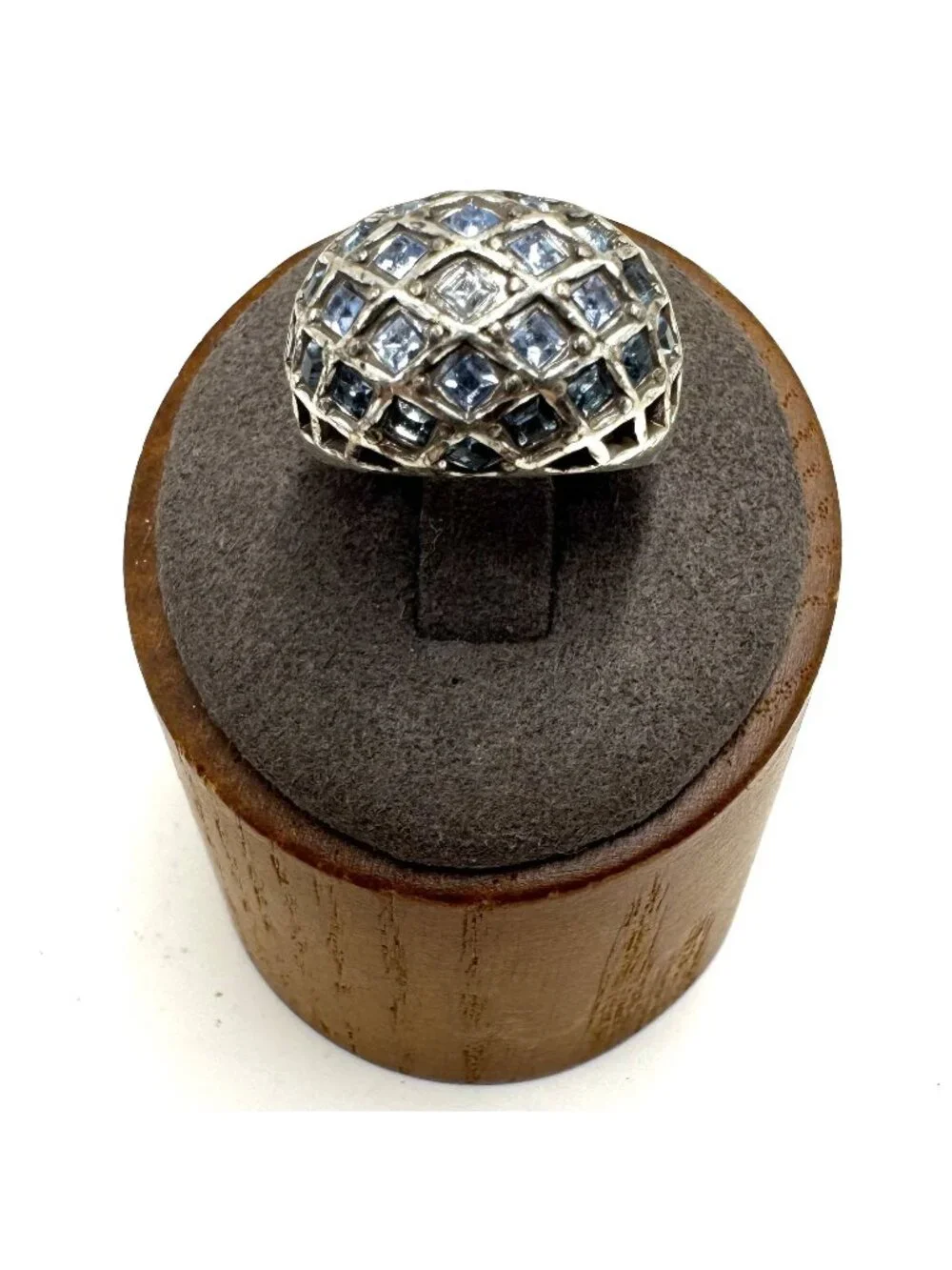 Solid Sterling Silver 925 Blue Topaz Tapered Band Statement Ring Size 5.75